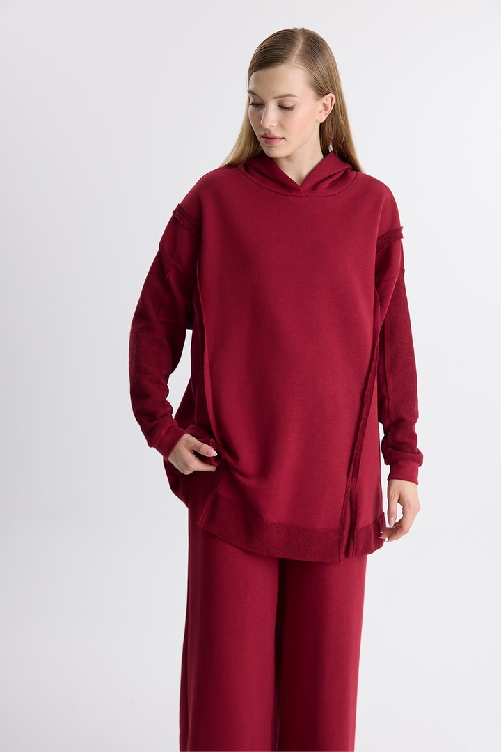 Albert Kapüşonlu Basic Takım - Bordo