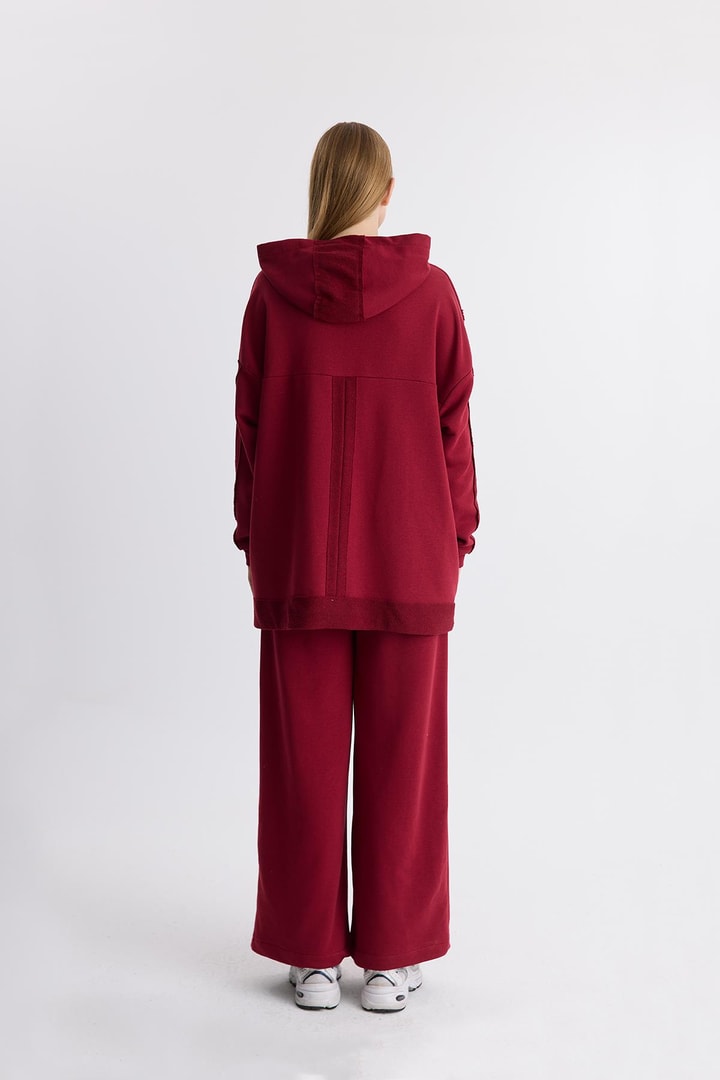 Albert Kapüşonlu Basic Takım - Bordo