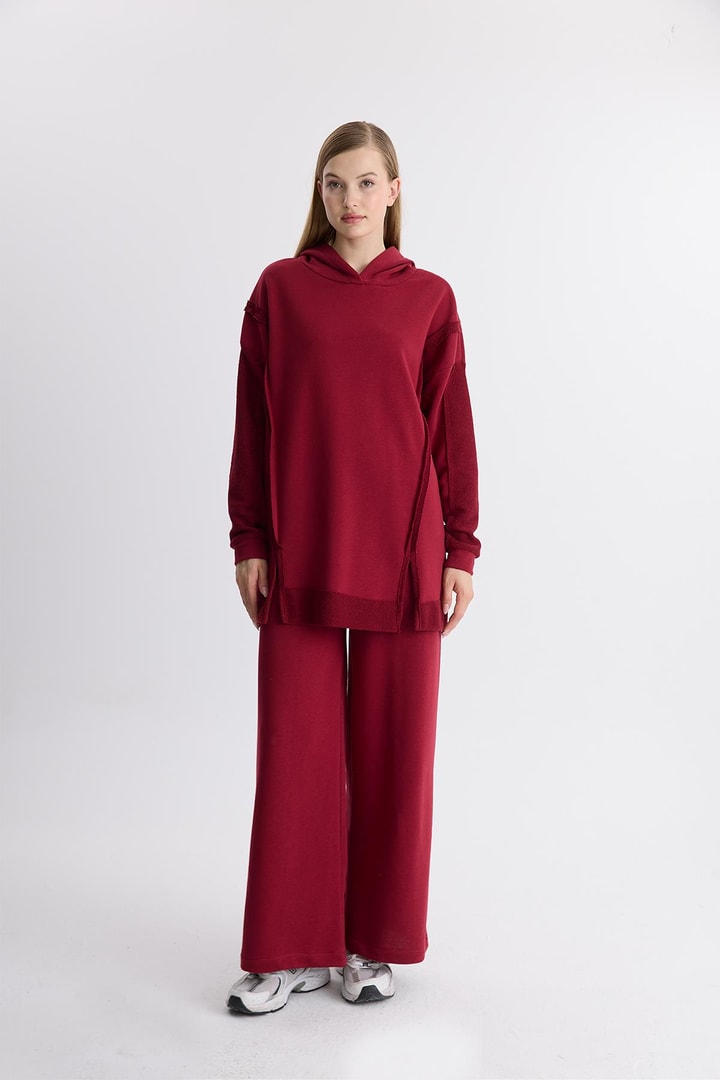 Albert Kapüşonlu Basic Takım - Bordo