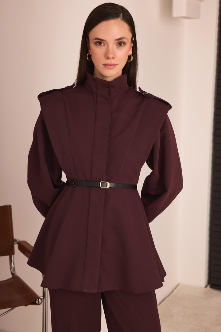Alfie Premium Trenç Ceket - Bordo