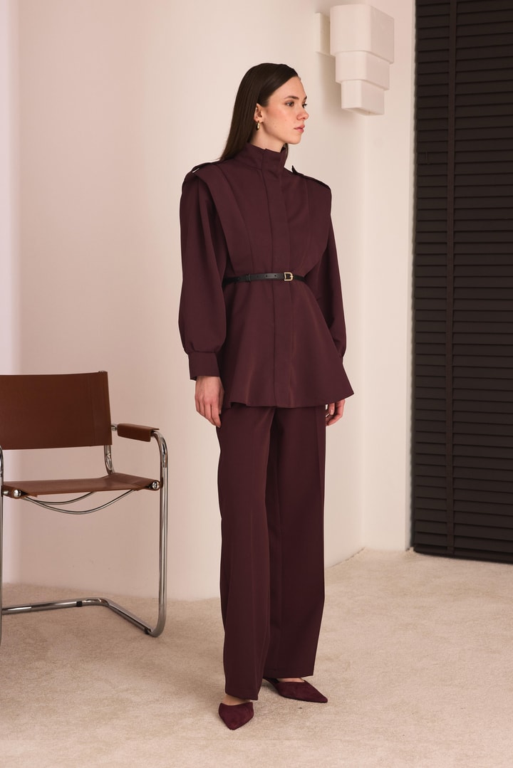 Alfie Premium Trenç Ceket - Bordo
