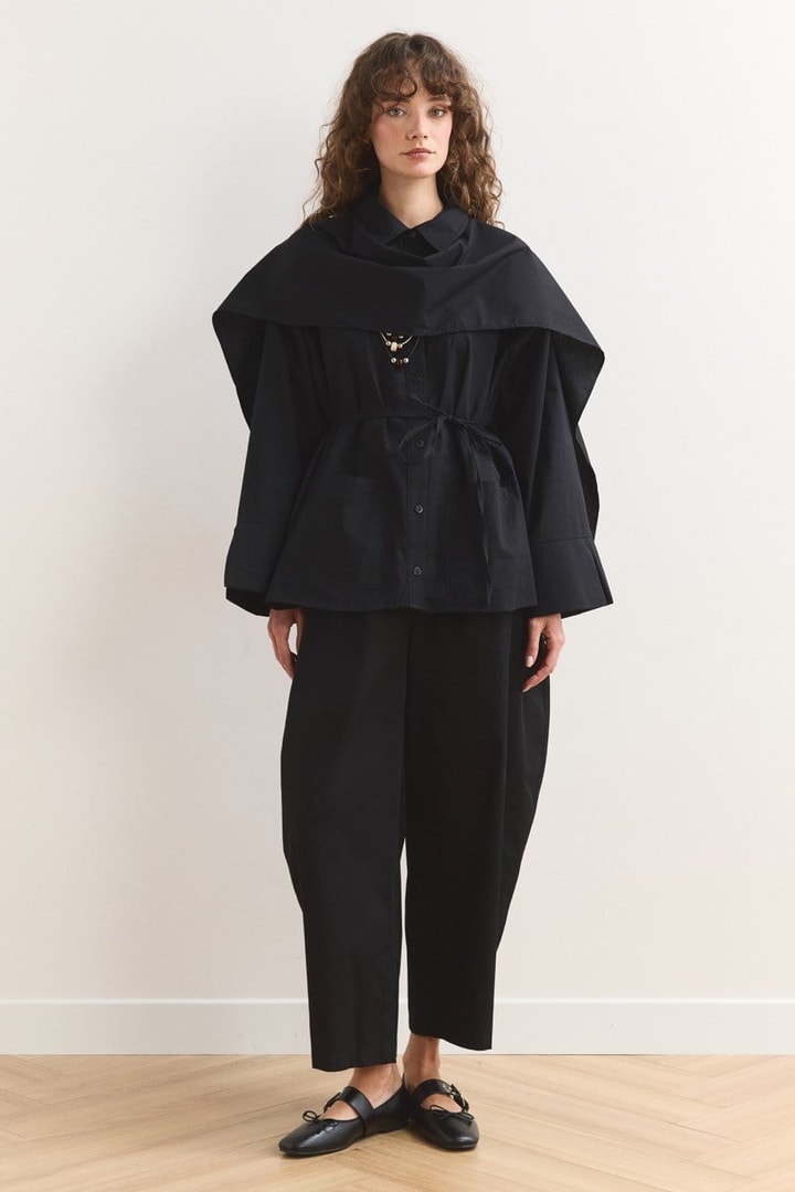 Allerli Poplin Gömlek - Siyah