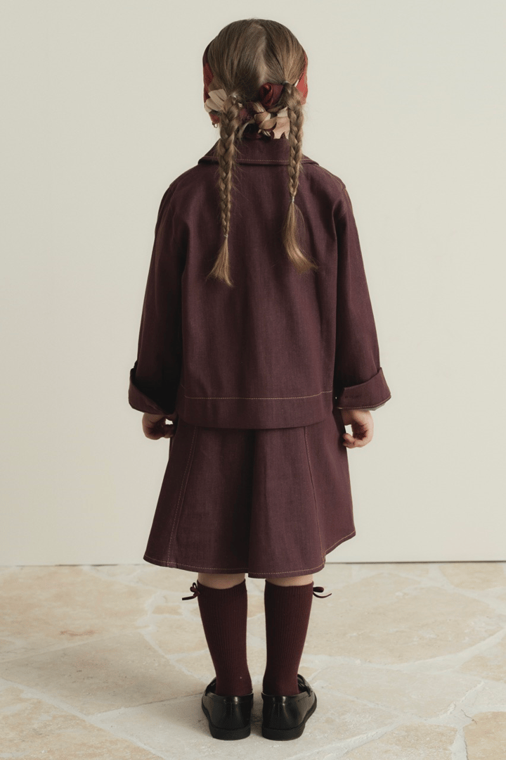 Arle Ceketli Denim Jile Elbise - Bordo