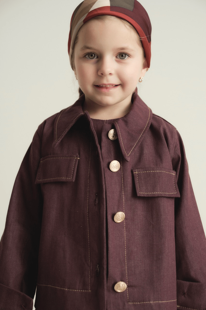 Arle Ceketli Denim Jile Elbise - Bordo