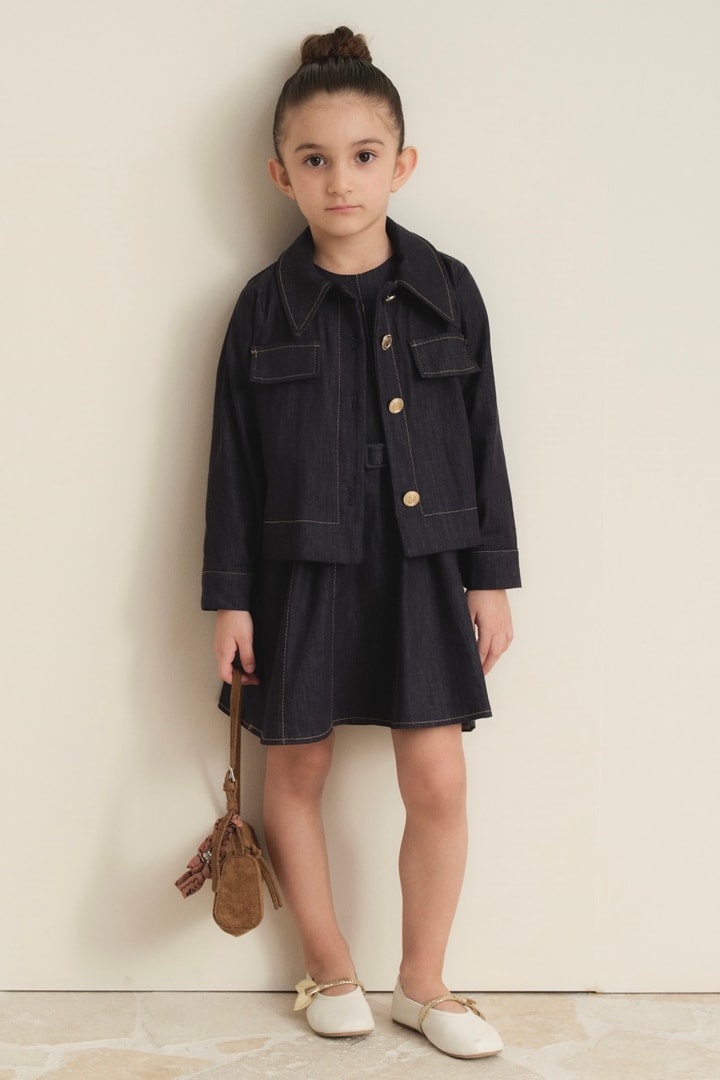 Arle Ceketli Denim Jile Elbise - Lacivert