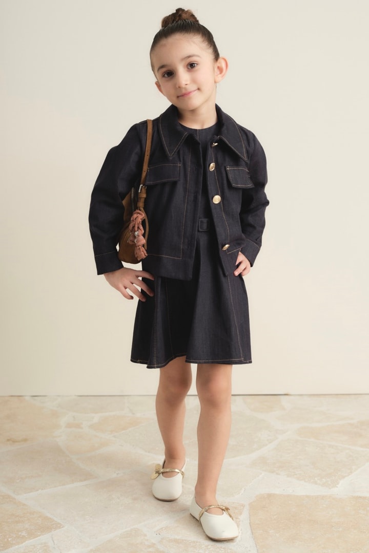 Arle Ceketli Denim Jile Elbise - Lacivert