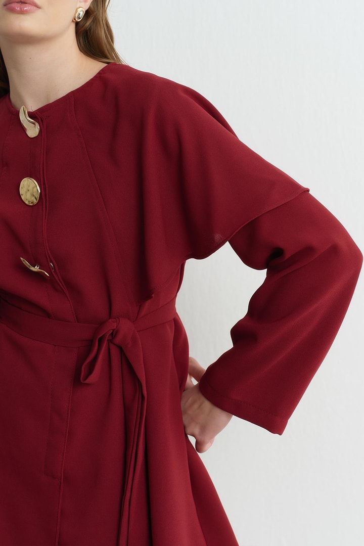 Asos Pelerinli Krep Takım - Bordo
