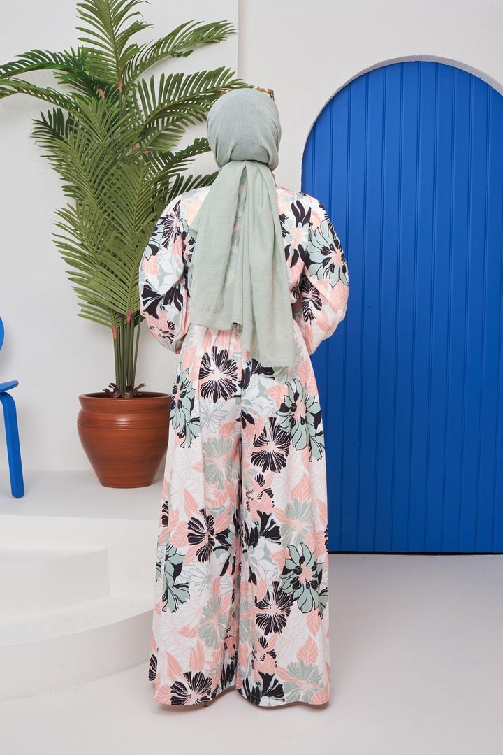 Avril Bürümcük Saten Desenli Tulum - Mint