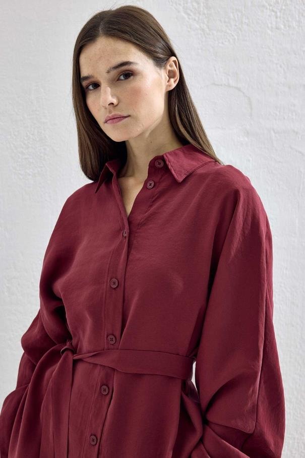 Basic Oversize Pantolon Takım - Bordo
