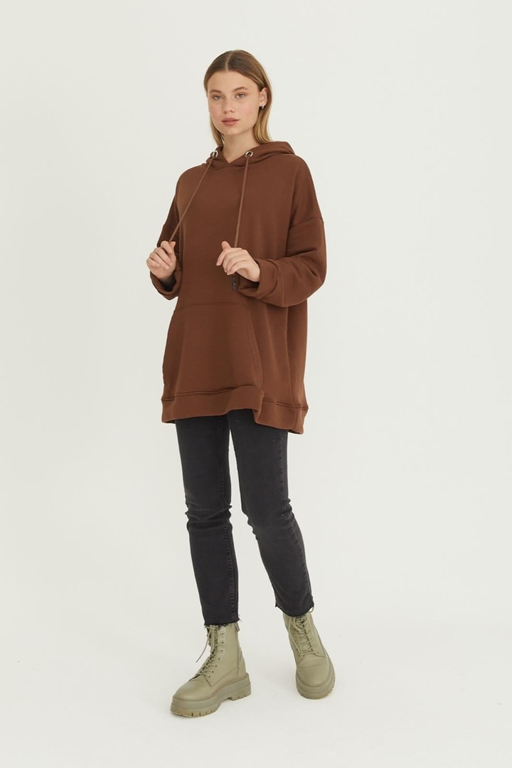 Basic Sweatshirt - Kahverengi