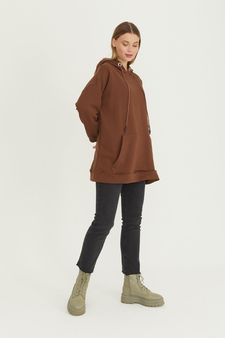 Basic Sweatshirt - Kahverengi