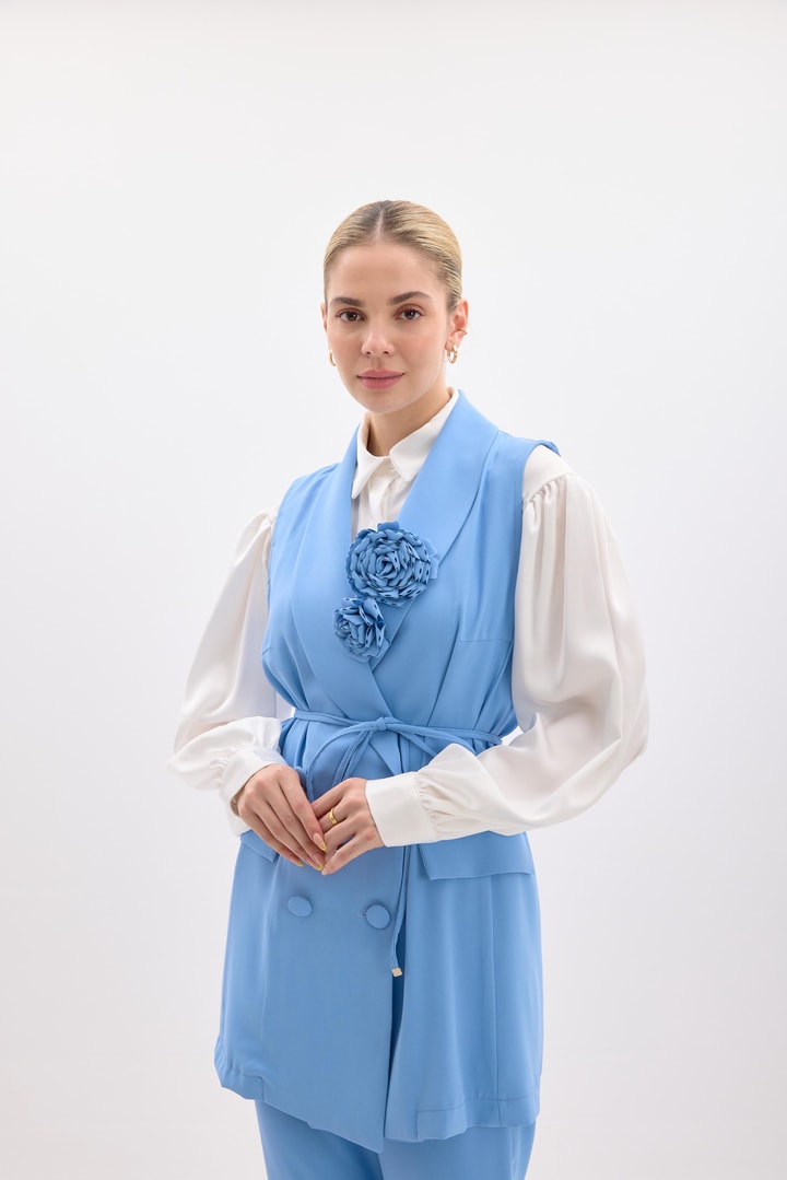 Basic Yelek Takım - bebe mavisi