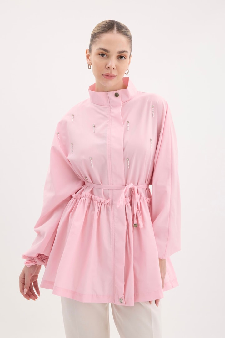 Bedia Büzgülü Dacron Gömlek - Pembe
