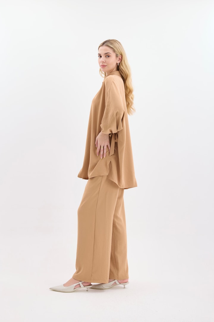 Bella Kolları Bağlamalı Basic Takım - Camel