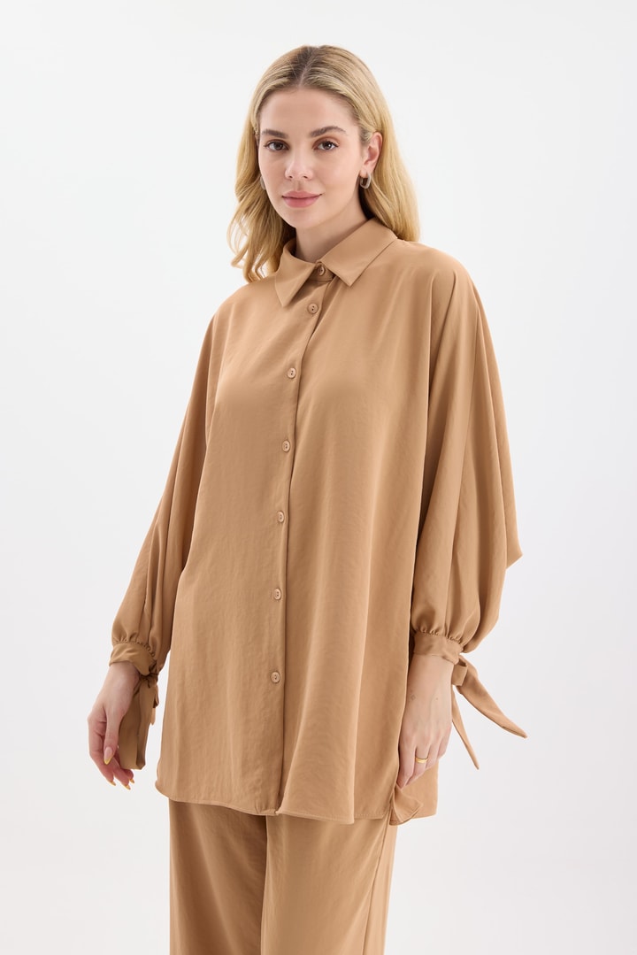 Bella Kolları Bağlamalı Basic Takım - Camel
