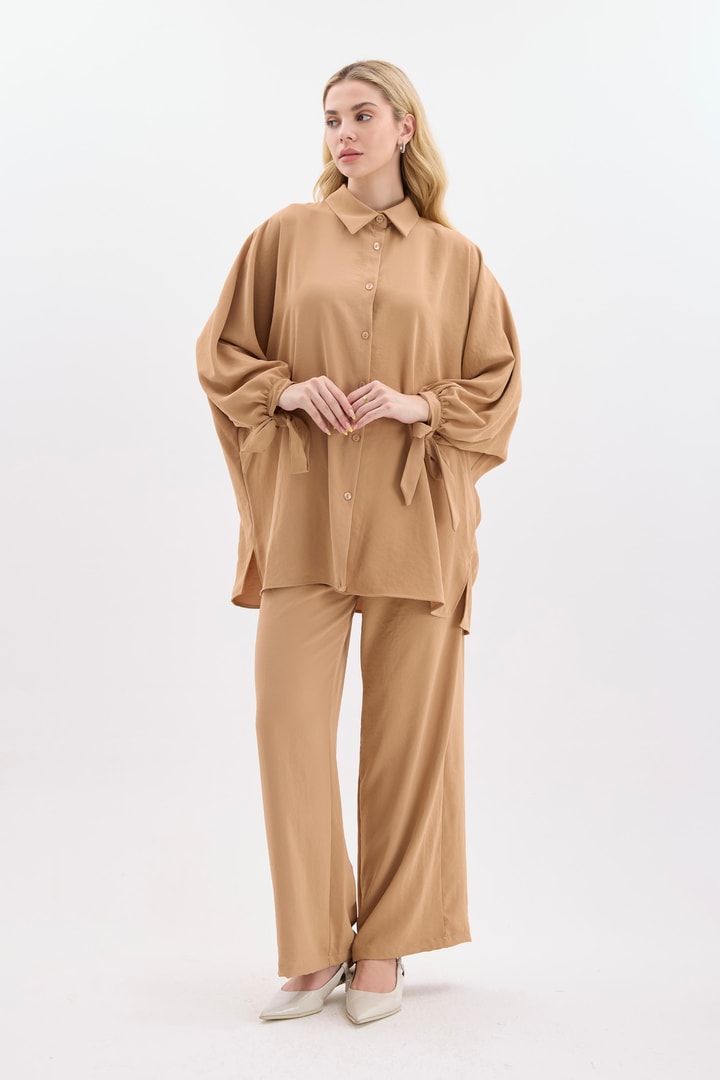 Bella Kolları Bağlamalı Basic Takım - Camel