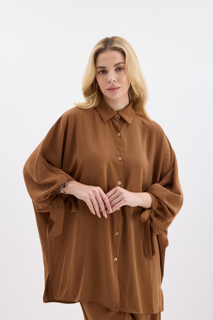 Bella Kolları Bağlamalı Basic Takım - Kahve