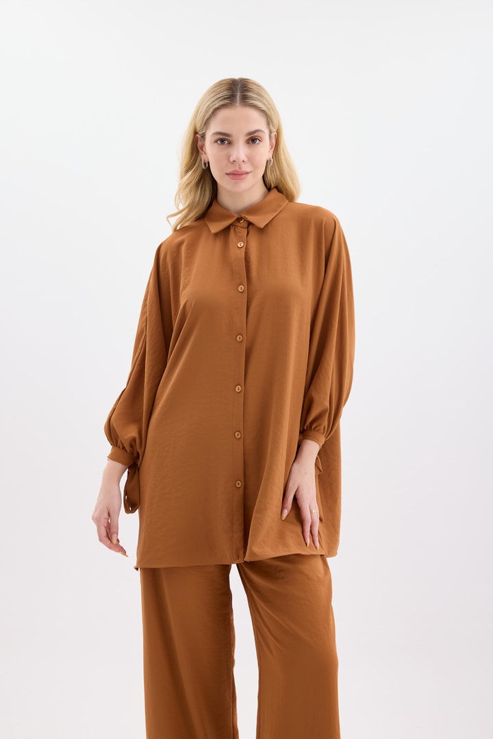 Bella Kolları Bağlamalı Basic Takım - Taba