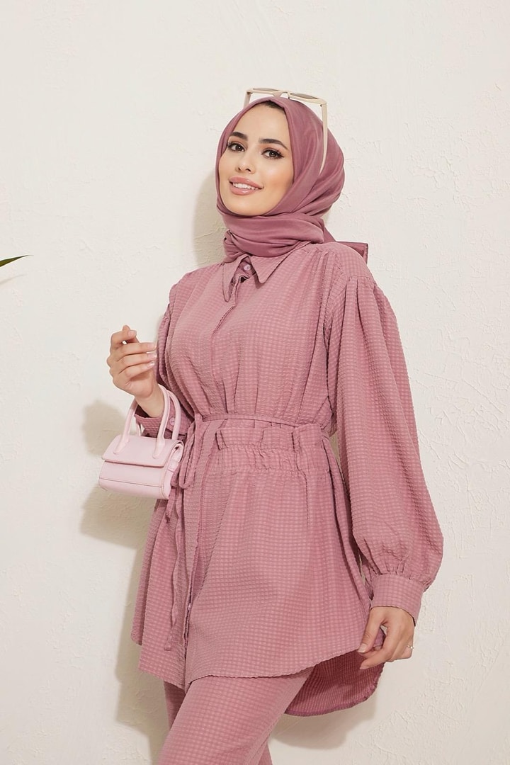 Bianca Gofre Takım - Gül Kurusu