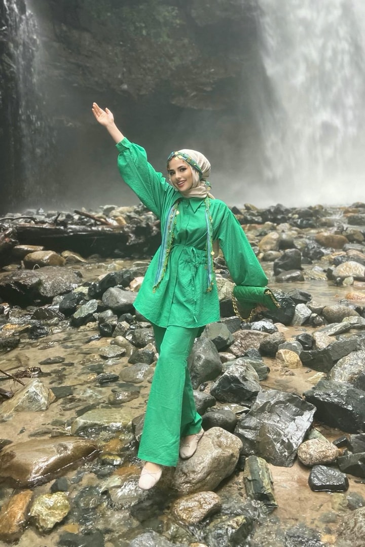 Bianca Gofre Takım - Yeşil