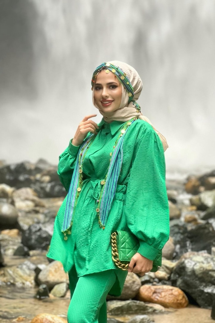 Bianca Gofre Takım - Yeşil