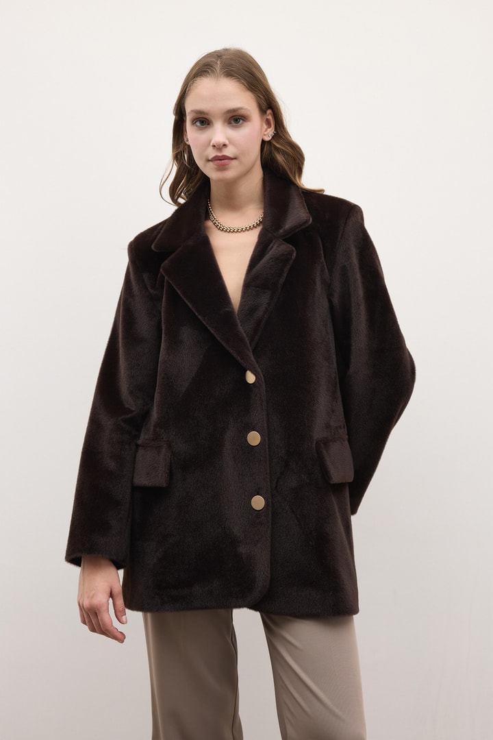 Blazer Goldfox Kemerli Ceket - Kahve