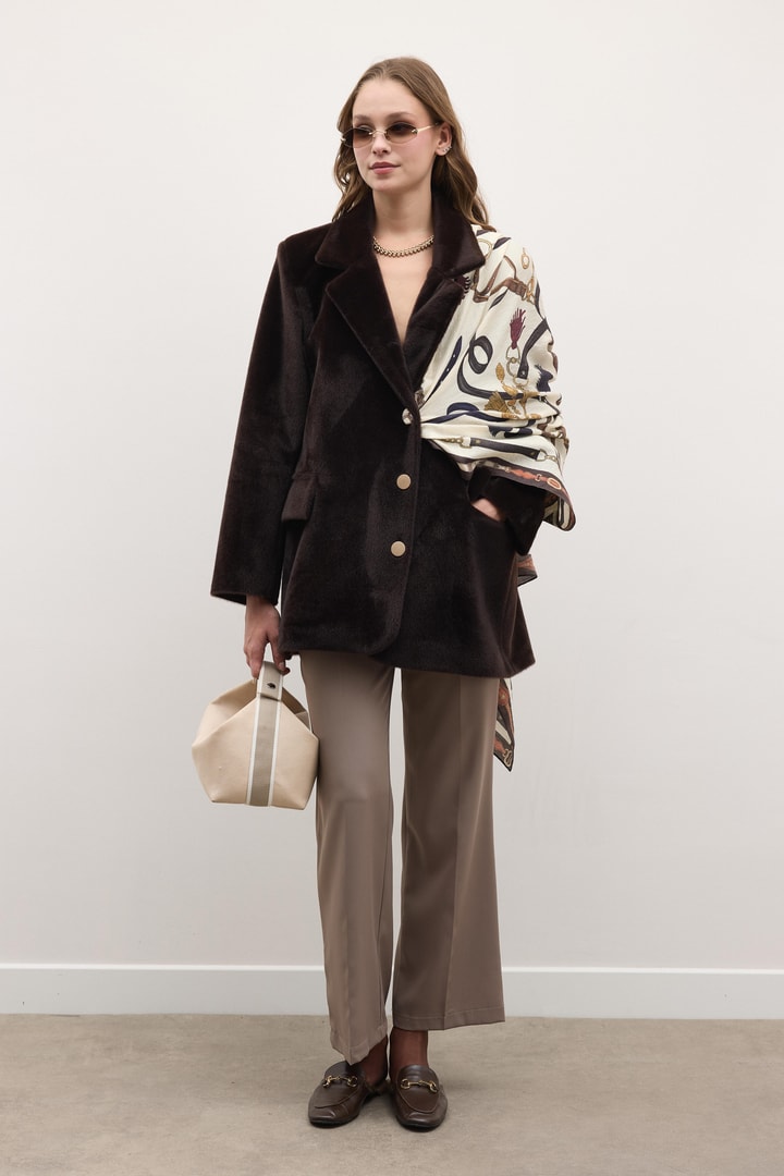 Blazer Goldfox Kemerli Ceket - Kahve