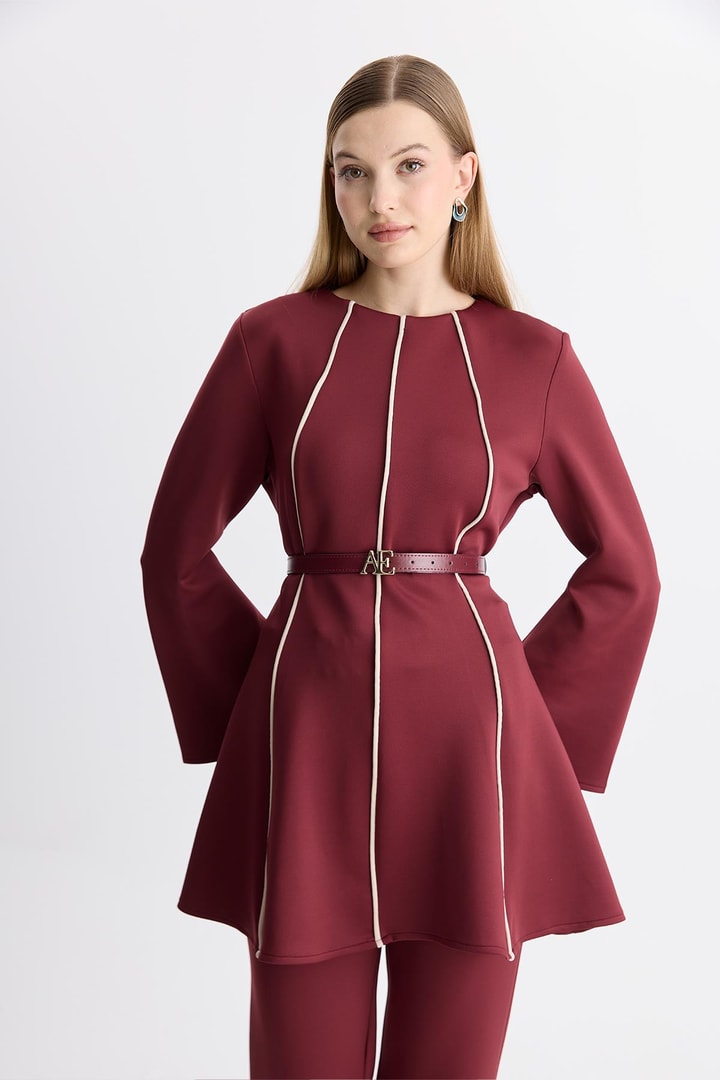 Braylon Şeritli Scuba Takım - Bordo