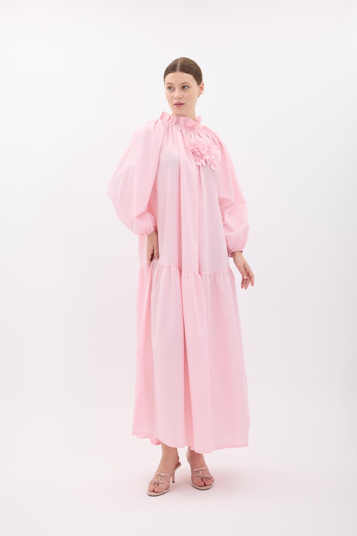 Butterfly Aksesuarlı Elbise - Pembe