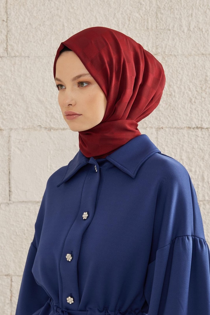 Capri Işıltılı Dama Şal - Bordo