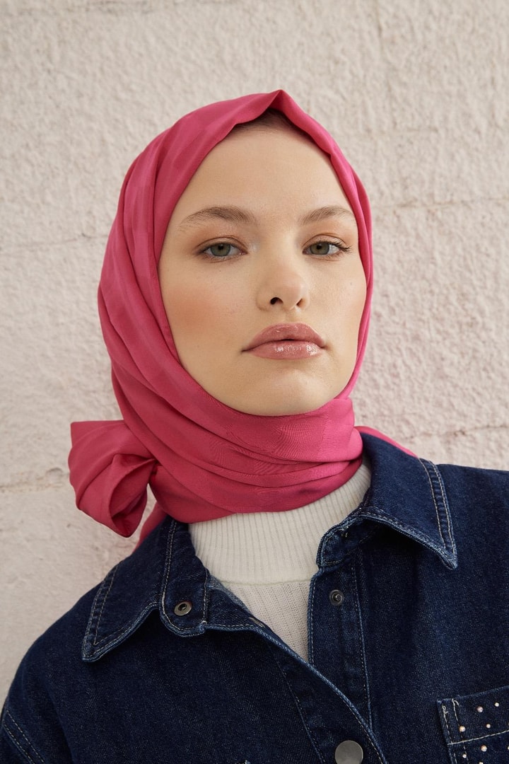 Capri Işıltılı Dama Şal - Fuşya