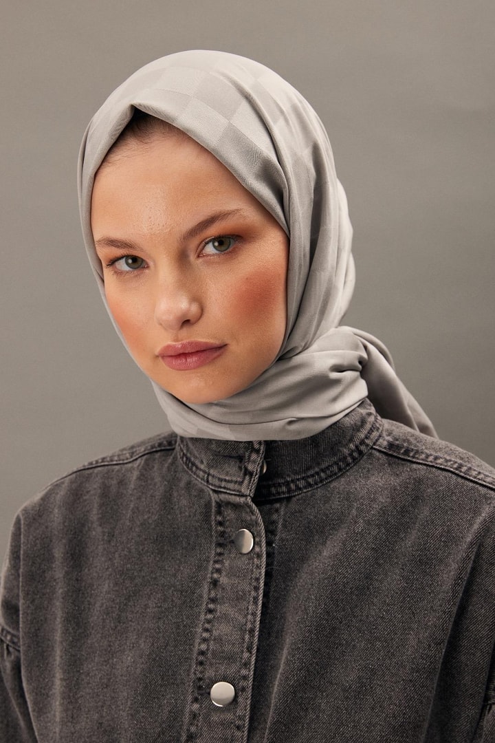 Capri Işıltılı Dama Şal - Gri