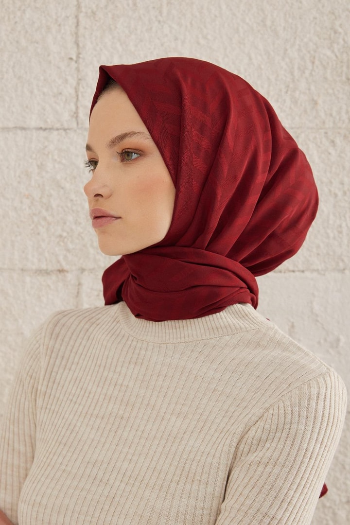 Capri Işıltılı Zikzak Şal - Bordo