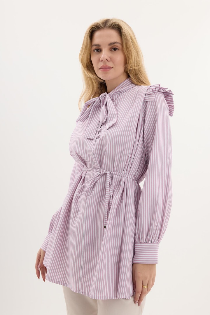 Celin Kol Fırfır Detaylı Gömlek - Pembe