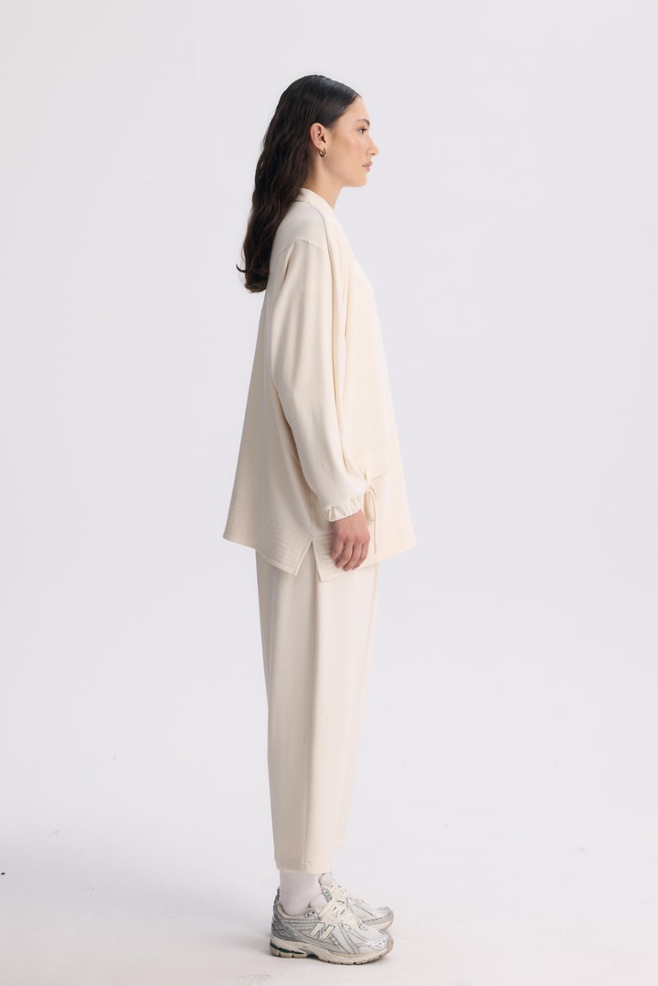 Coralie Basic Pantolonlu Takım - Ekru