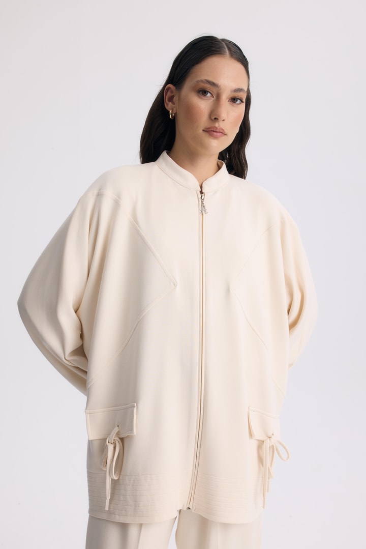 Coralie Basic Pantolonlu Takım - Ekru