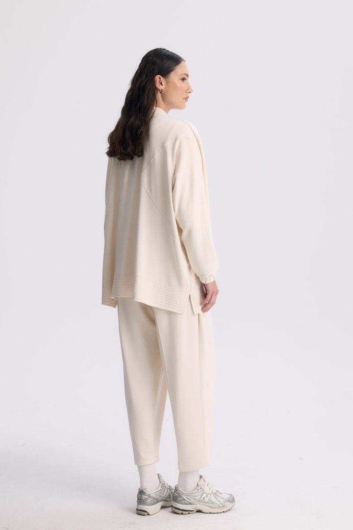 Coralie Basic Pantolonlu Takım - Ekru