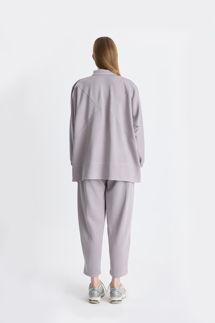 Coralie Basic Pantolonlu Takım - Gri