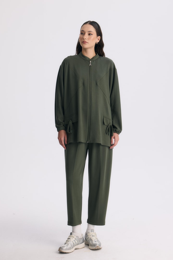 Coralie Basic Pantolonlu Takım - Haki
