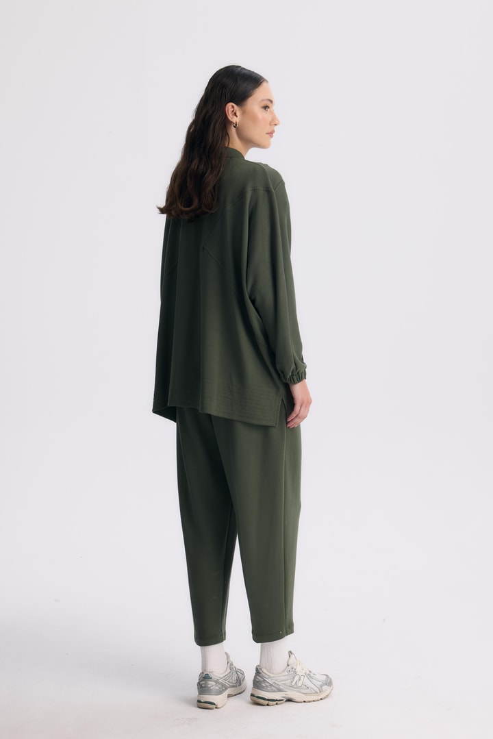 Coralie Basic Pantolonlu Takım - Haki