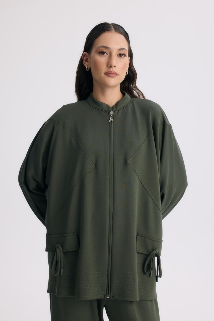 Coralie Basic Pantolonlu Takım - Haki