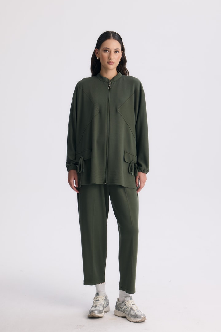 Coralie Basic Pantolonlu Takım - Haki