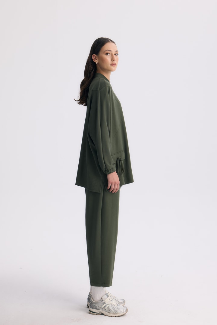 Coralie Basic Pantolonlu Takım - Haki