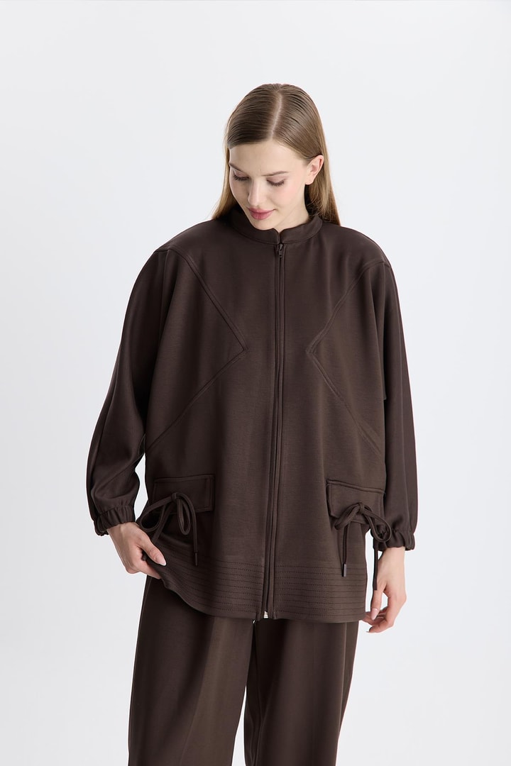 Coralie Basic Pantolonlu Takım - Kahve