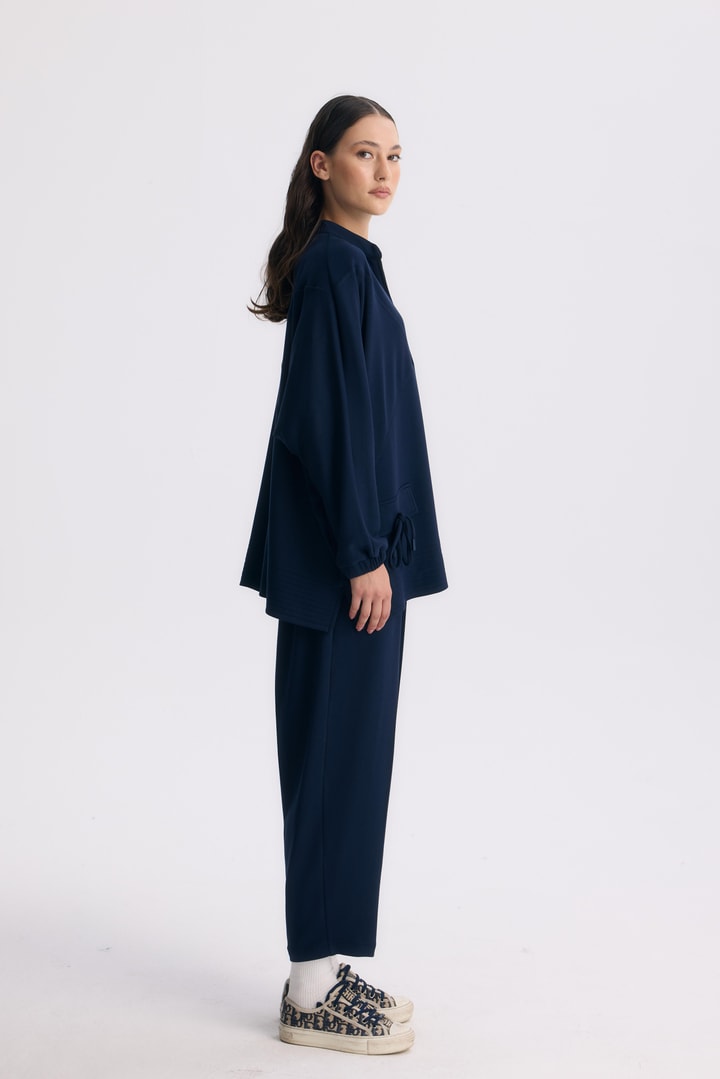 Coralie Basic Pantolonlu Takım - Lacivert