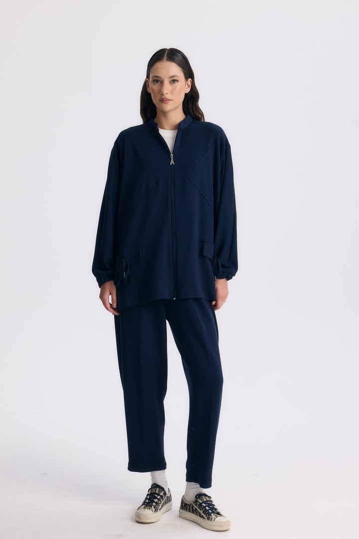 Coralie Basic Pantolonlu Takım - Lacivert