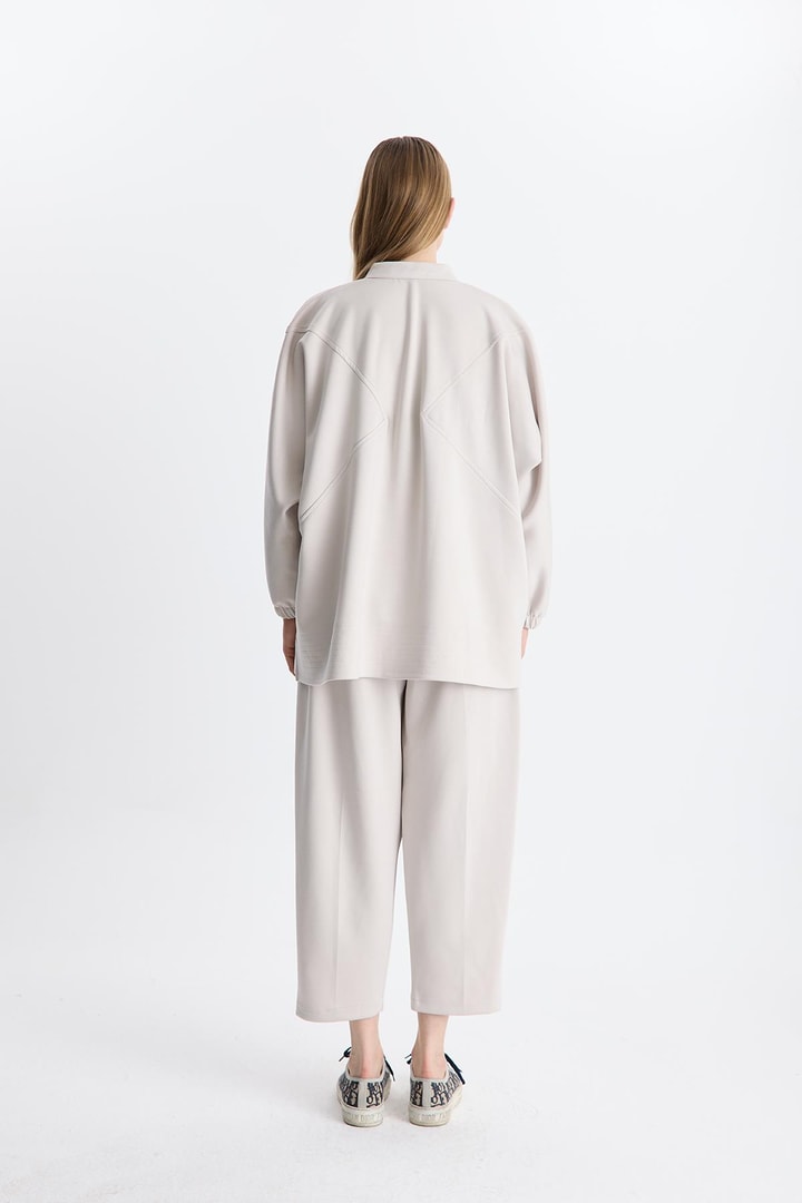 Coralie Basic Pantolonlu Takım - Taş