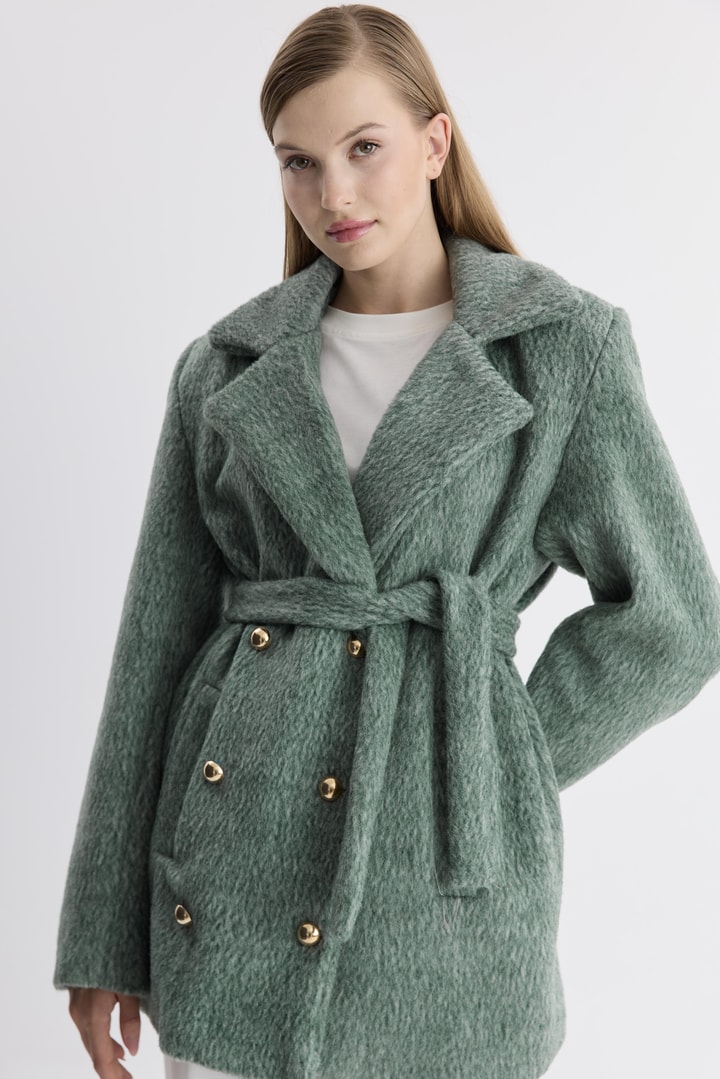 Crazy Blazer Düğmeli Kaşe Ceket - Zümrüt