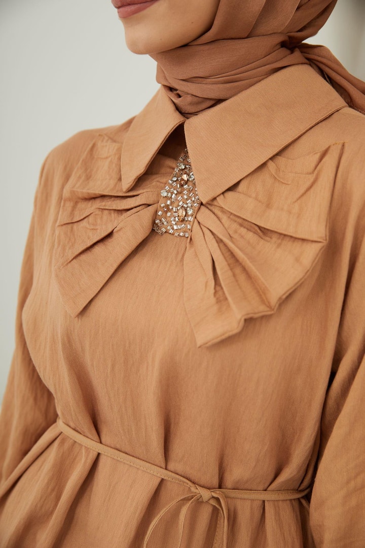 Cristal Taş Fiyonk Detaylı Takım - Camel