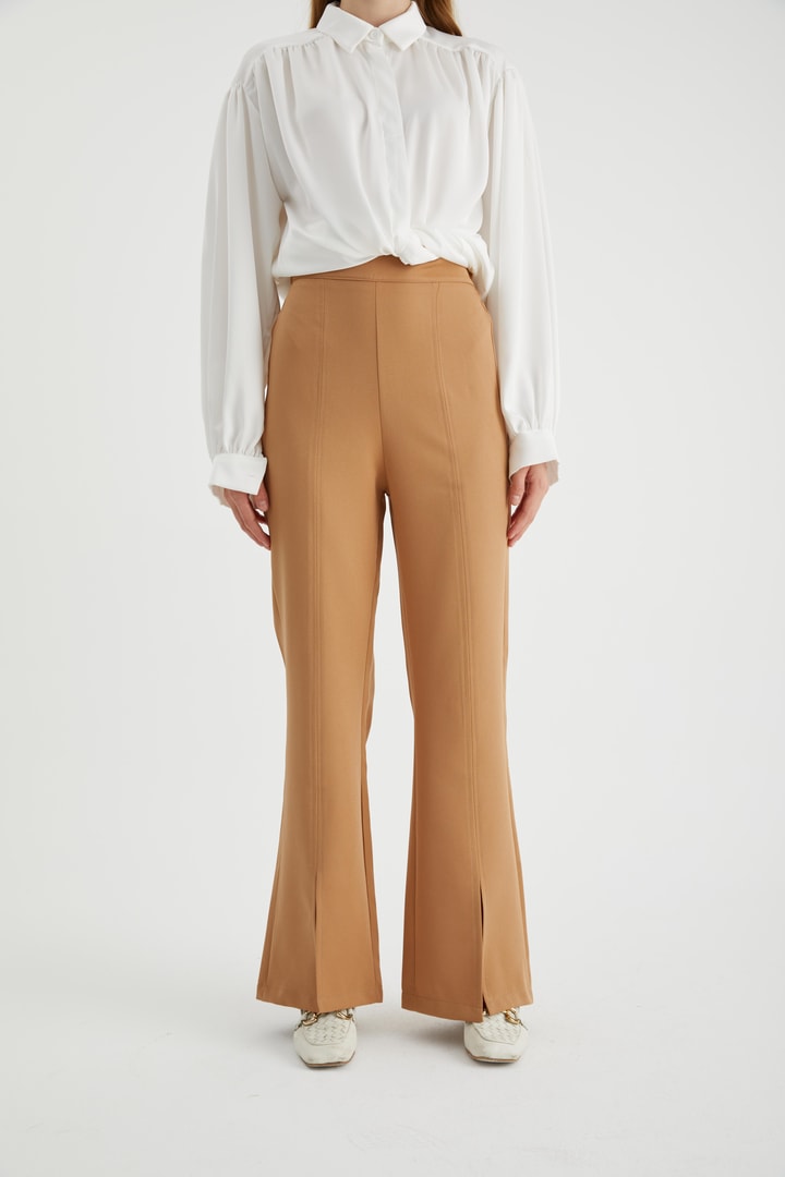 Crop Yırtmaçlı Double Pantolon - Vizyon